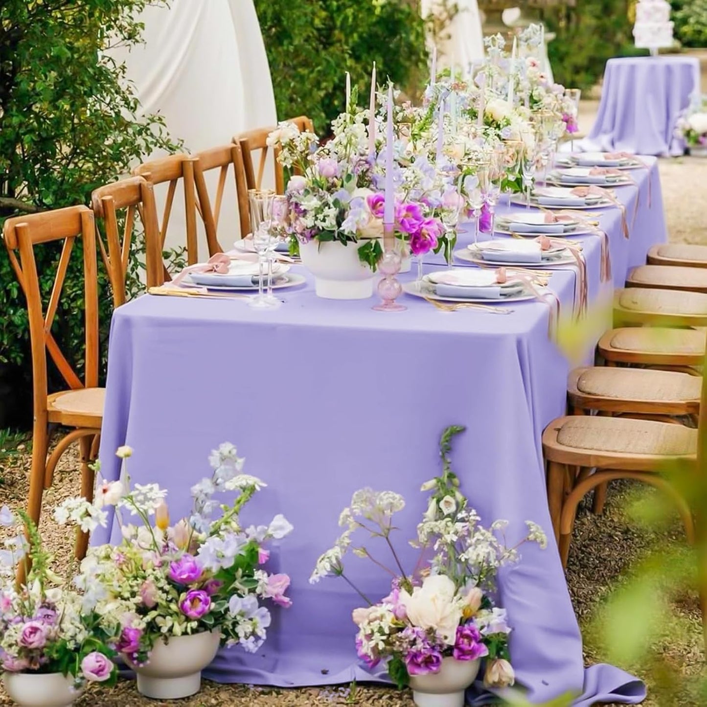6 Pack Lavender Tablecloths for 8ft Rectangle Tables 60 x 126 Inch - Polyester Table Cover Stain and Wrinkle Resistant Washable Fabric Table Clothes for Wedding Party Banquet Reception Restaurant