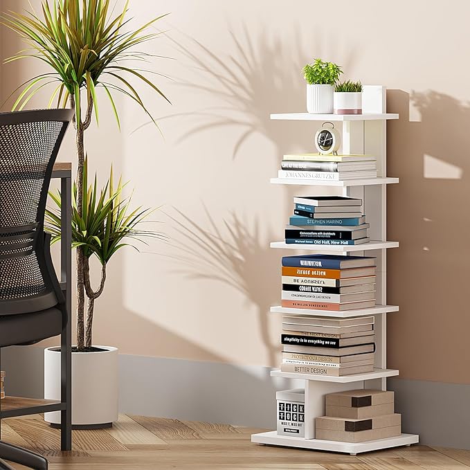 TUTOTAK Narrow Bookshelf, 6-Tier Bookcase, Spine Book Shelf - Image 3