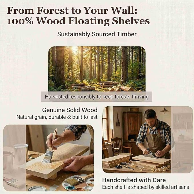 SAUMONIERES Floating Shelves Wall Shelf Solid Wood - Image 8