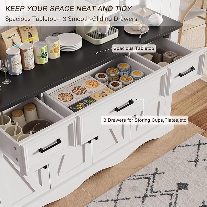 56" Modern Farmhouse Sideboard Buffet Cabinet - Image 5