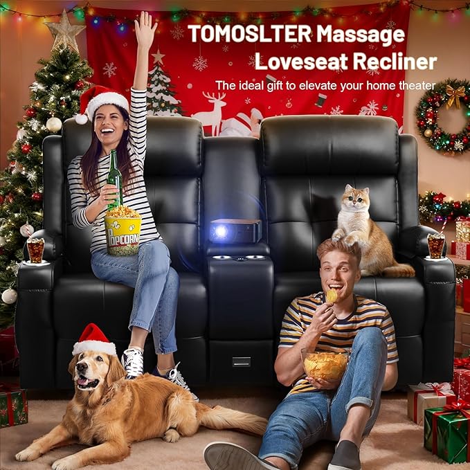 Loveseat Recliner Sofa, Home Theater Seating Massage Reclining Couch - Image 5