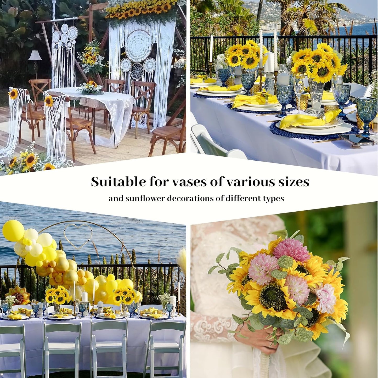 Artificial Sunflowers Flowers with Vase,Fake Flowers Bouquet for Sunflower Decor,Sunflower Kitchen Decor,Silk Flowers for Home Decor Living Room,Flower Centerpieces for Tables,Office Decor,Boho Decor