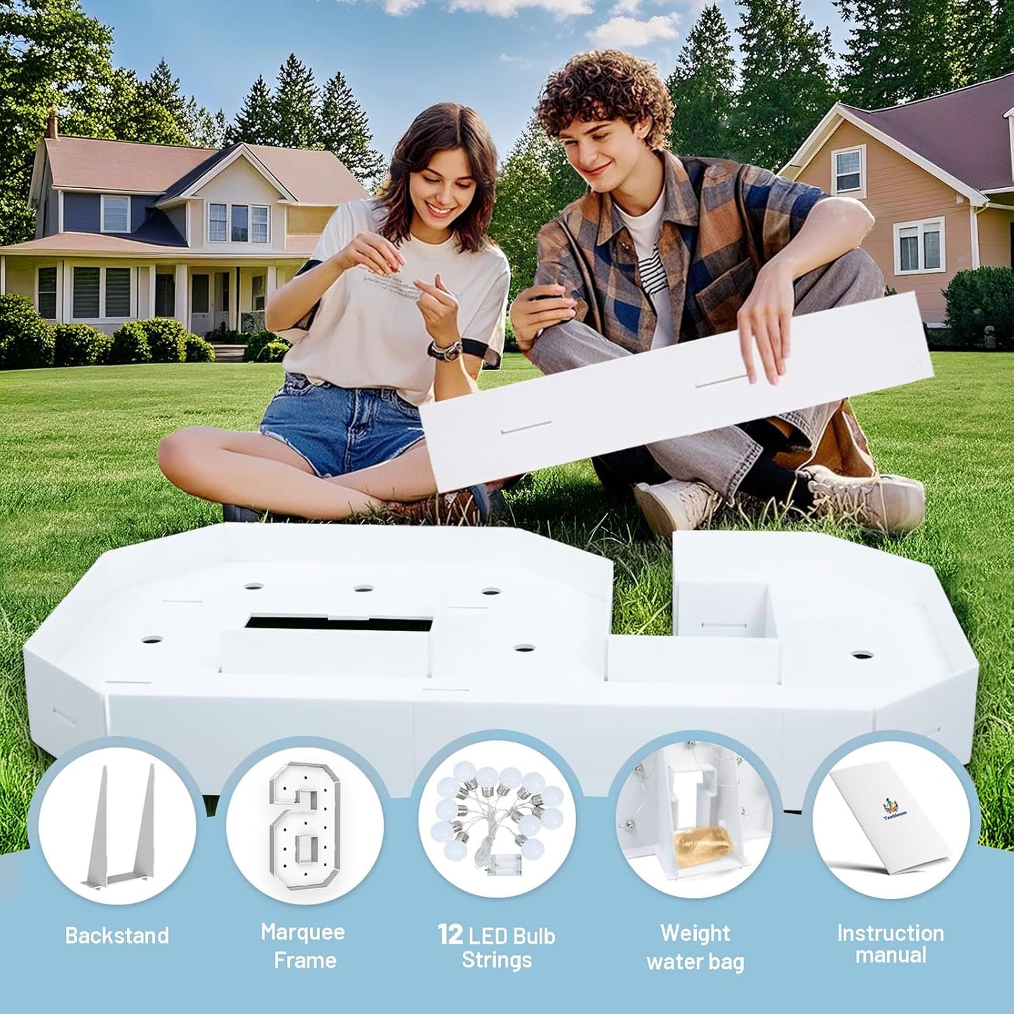 4FT Marquee Light Up Numbers - Cool White Light Up Number 6 with Fixed Water Bag, Party Decoration Large Marquee Lights Up Numbers can Be Used for Wedding Decoration, Birthday Party Deco