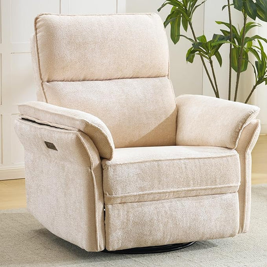 Oversized Power Recliner Chair Swivel Glider by Rhevoy