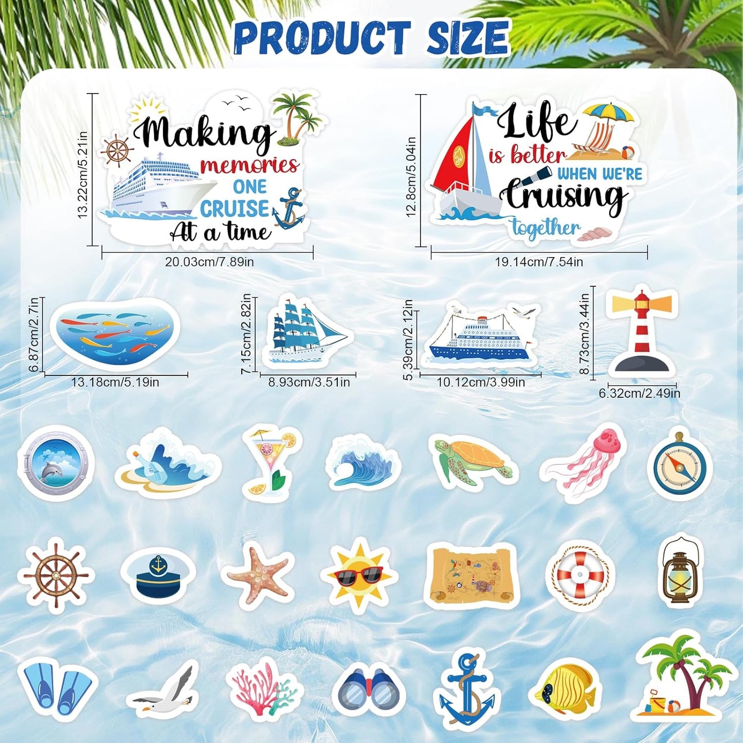Cruise Door Decorations Magnetic, 27 Pcs Large Nautical Cruise Ship Magnets for Door Funny Carnival Sea Navigation Door Magnets for Door Decorations Fridge Car Cabin Party Supplies