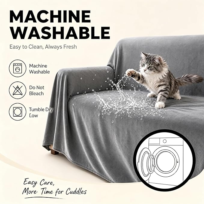 LOllON Velvet Couch Cover for Cats Dogs Kids - Image 7