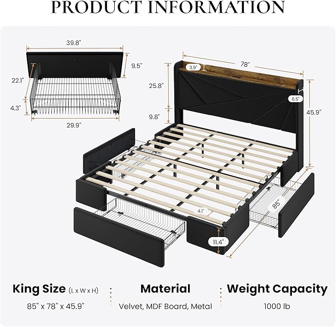 SHA CERLIN King Size Bed Frame - Image 2
