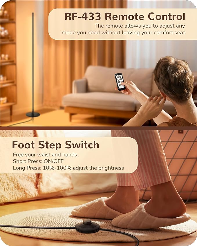 EDISHINE Floor Lamps for Living Room, Remote Control & Foot Switch Corner Floor - Image 4