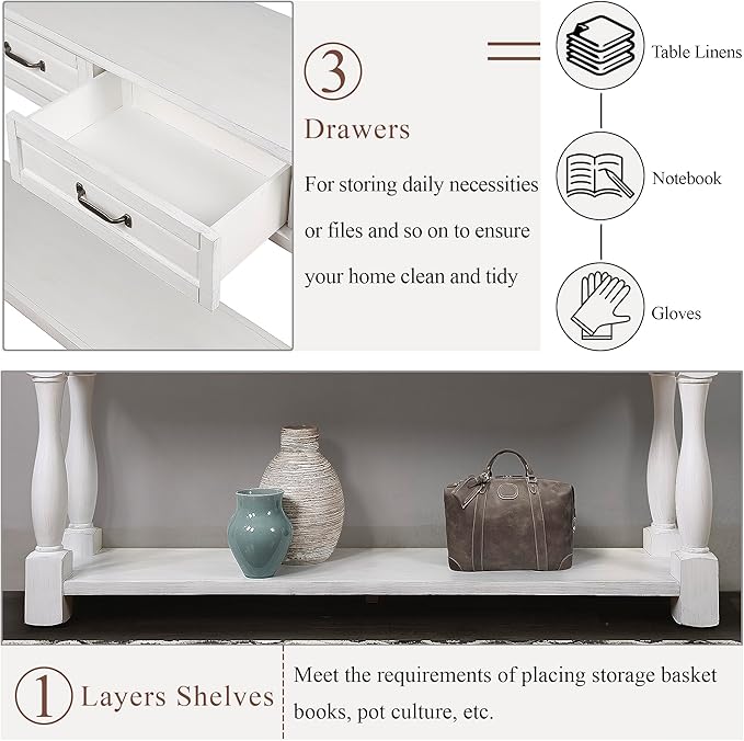 Knocbel Long Antique Entry Console Table - Image 10
