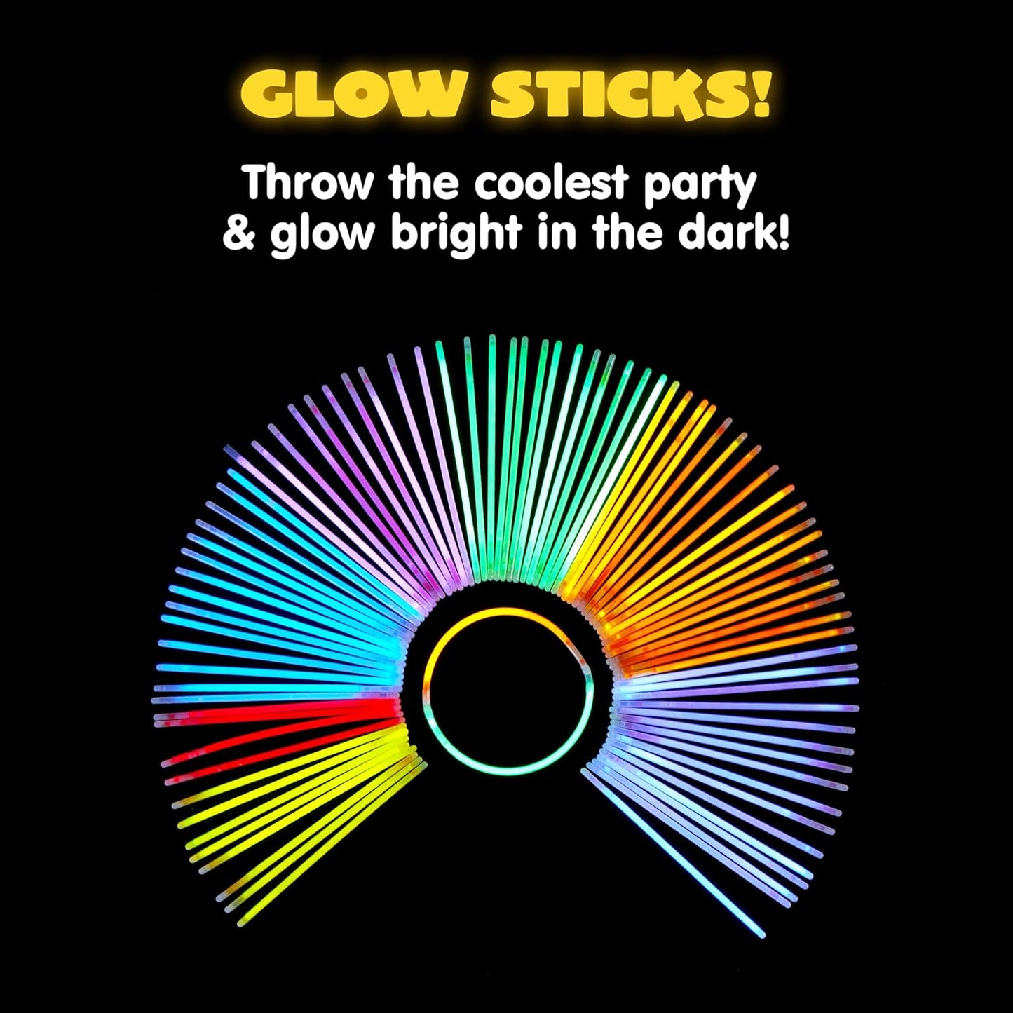 JOYIN 300 Pcs 8" Glowsticks, Halloween Supplies Pack, Bracelets Necklaces, Glow in the Dark Party Favors, Easter, Christmas, Football Party Supplies