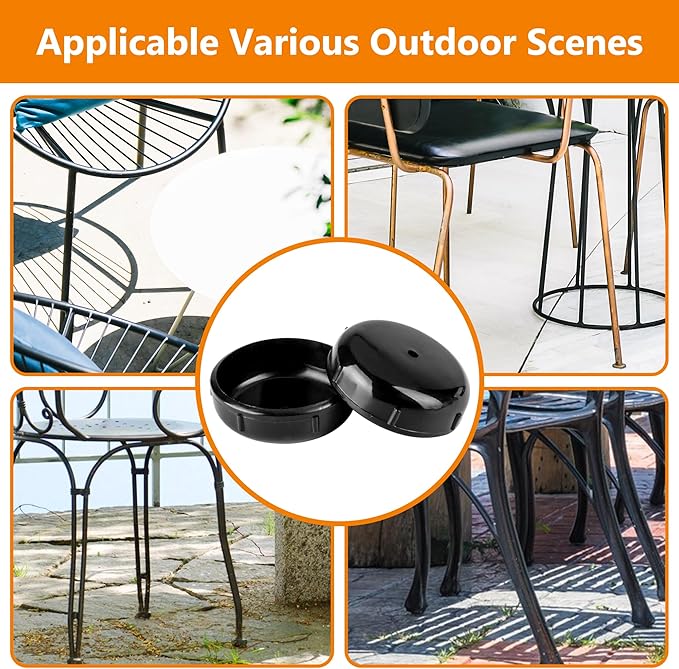 36-Pack Wrought Iron Patio Furniture Feet Caps 1-1/2 inch Round Plastic Outdoor - Image 12