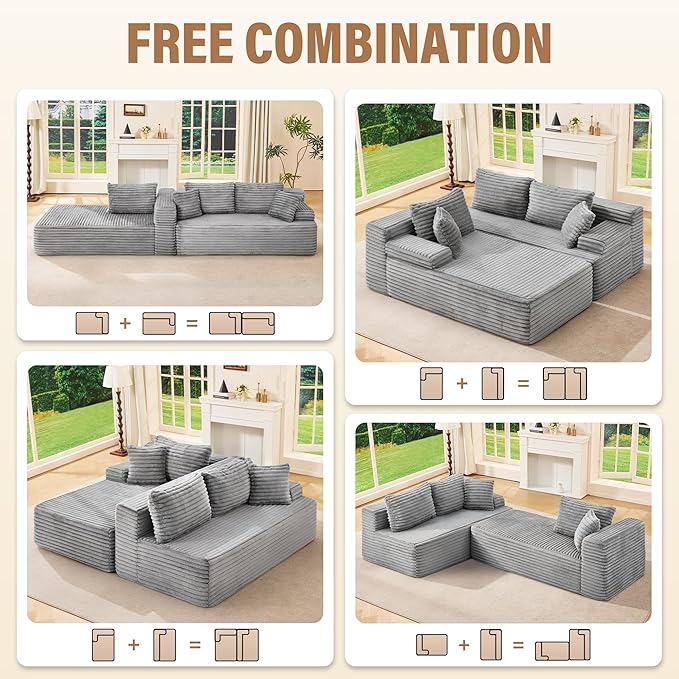 Hobestluk Modular Sectional Sofa Couches L-Shape Couch 3 Seat Modular Sofa - Image 6