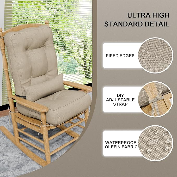 Rocking Chair Cushions with Pillow, Waterproof and Fade-Resistant Thicken - Image 6