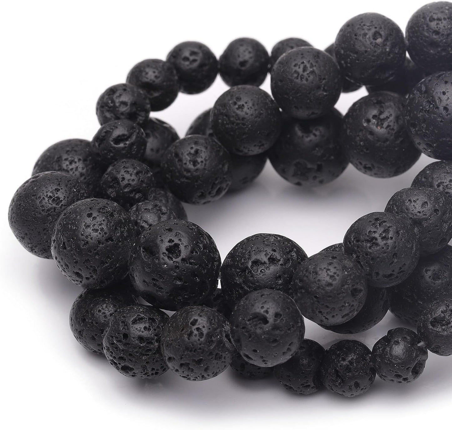 6mm Natural Stone Beads for Jewelry Making,Black Lava Polished Smooth Round Gemstone Beads for Bracelet Necklace 15 Inch