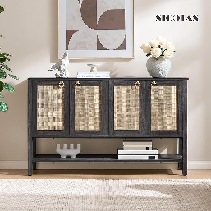 SICOTAS Rattan Sideboard Buffet Cabinet - Image 7