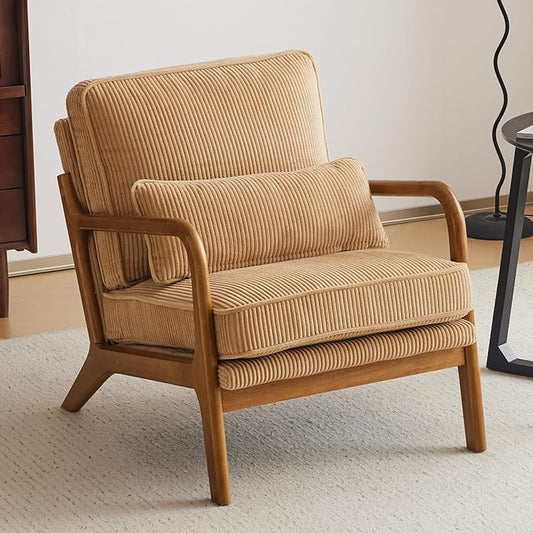 VINGLI Upgraded Premium Corduroy Accent Chair, Upholstered Arm Chair, Solid by VINGLI