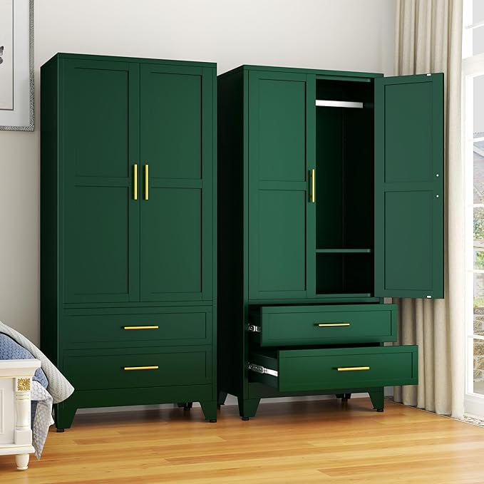 GAIOUS 71" Metal Wardrobe Cabinet by GAIOUS