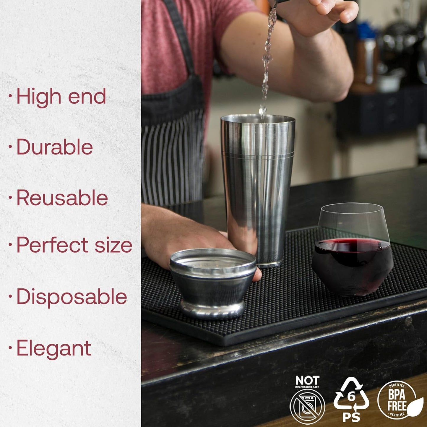 Smarty Had A Party 12 oz Wine Goblets Pack of 64 Clear Stemless Plastic Goblets, Unbreakable and Disposable for Parties and Events