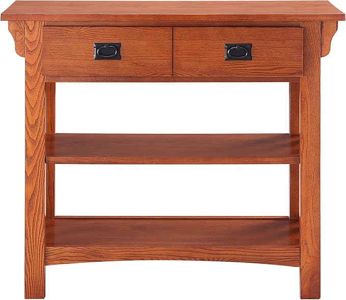 Leick Home Mission Impeccable Bookshelf, Solid Wood, 2 Drawers, 2 Shelves - Image 4