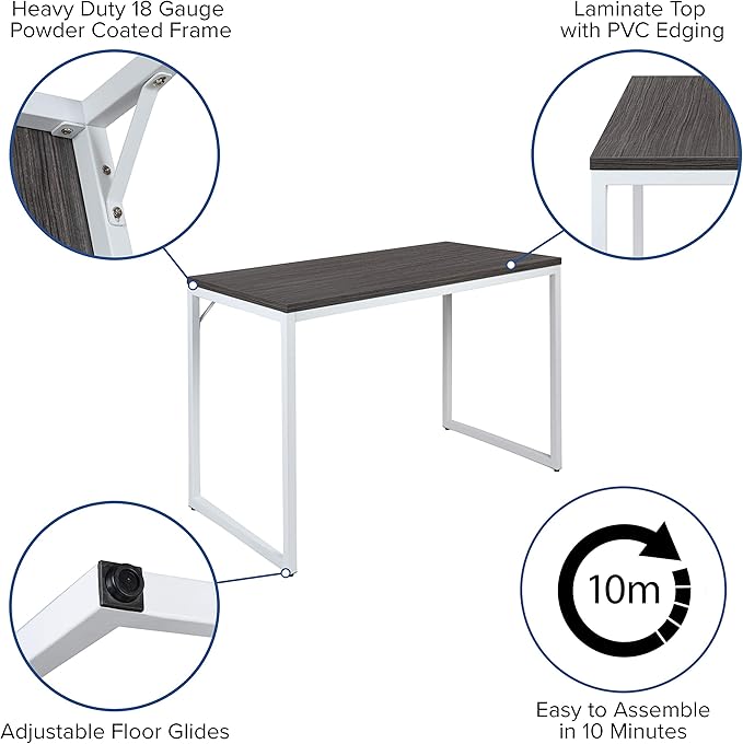EMMA + OLIVER Industrial Modern Desk-47"L Commercial Grade Home Office - Image 5