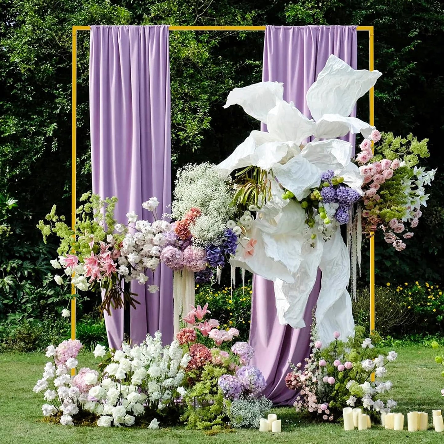 Asee'm 6.6FTx5.2FT Gold Wedding Arch Backdrop Stand Square Metal Rectangular Arch Frame for Ceremony Party Birthday Bridal Baby Shower Anniversary Arbor Balloon Decoration