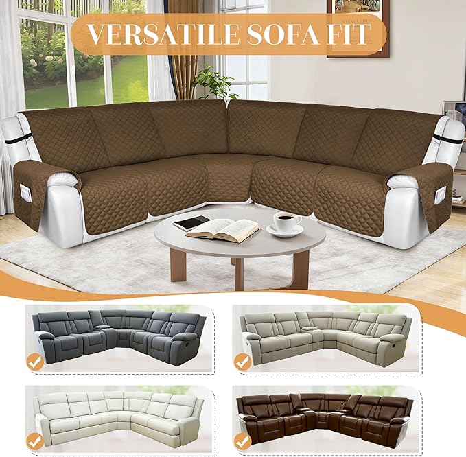 HDCAXKJ 100% Waterproof Reclining Sectional Couch Covers L Shape Recliner Sofa - Image 6