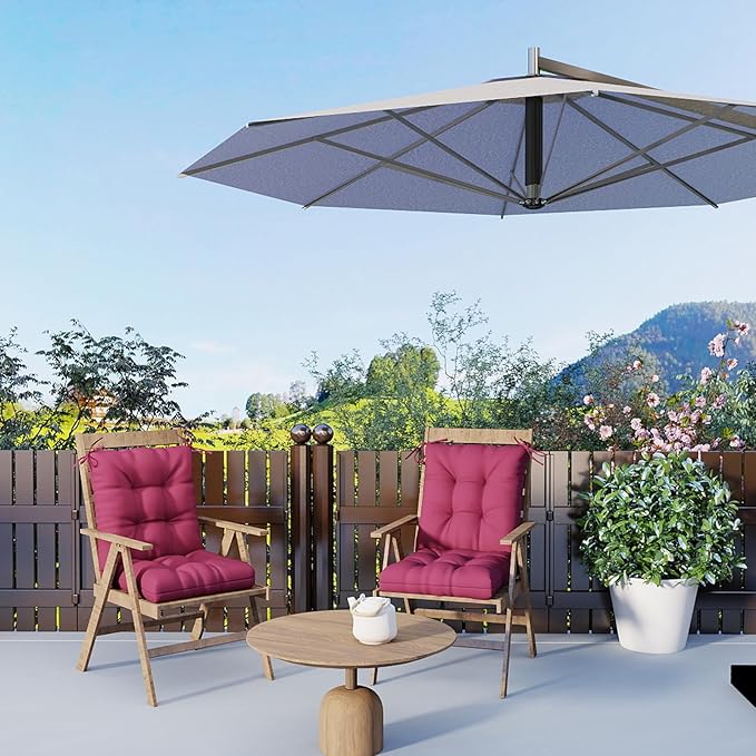 Outdoor Chair Cushions Set of 2, High Back Soft Seat Pad - Image 2