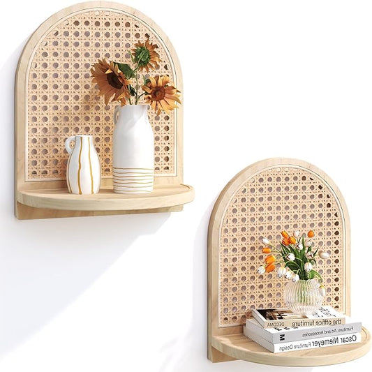 Arched Rattan Wall Shelf by LUPWNEKA