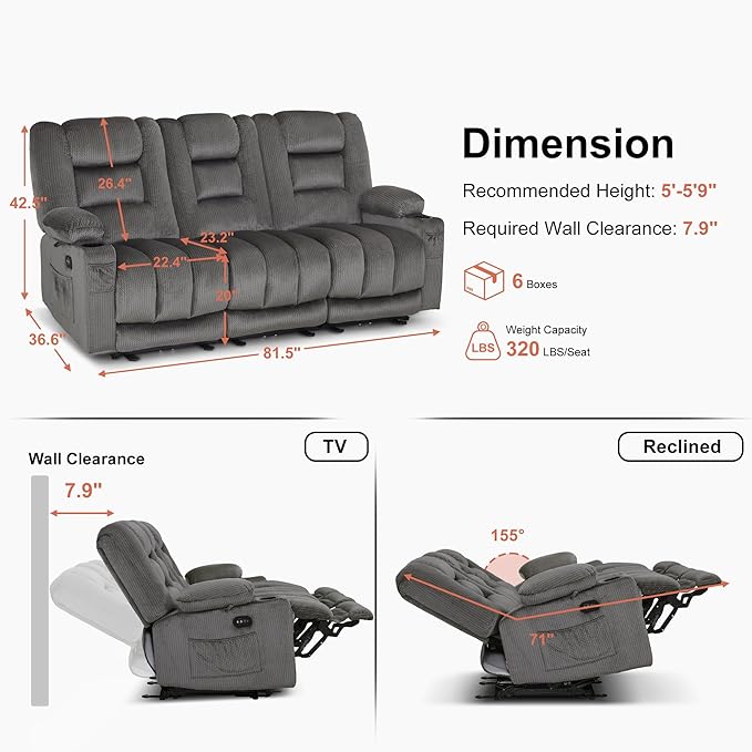 MCombo Zero Gravity Power Reclining Sofa - Image 3