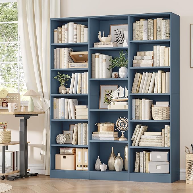 FACBOTALL Triple Wide Bookshelf, 6 Tier Large Bookshelf, Bookcase - Image 4