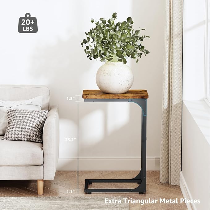 QEEIG C Table Side Table Living Room C Shaped Couch Tray End Table Farmhouse 1 - Image 3