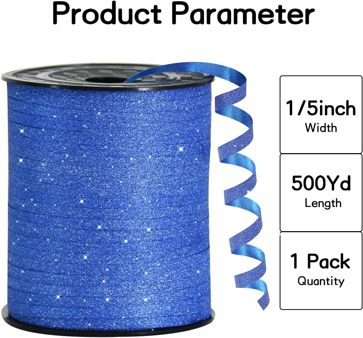 BEISHIDA 500 Yards Blue Glitter Ribbon Curling Crimped, Glitter Ribbon Balloon String Shiny for Gift Wrapping &Birthday Party Festival Art Craft Decor Florist Flowers Decoration