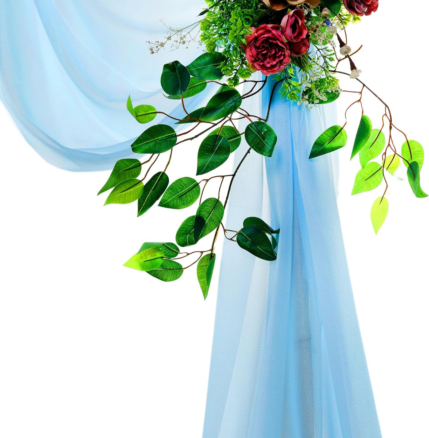 VDS Pack of 1 Panel (30 Inch X 50 Feet) Wedding Arch Draping Fabric Sheer Chiffon Fabric Drapery for Wedding Ceremony Reception Swag Backdrop Canopy Chuppah ARBO Altars Decoration (Turquoise)
