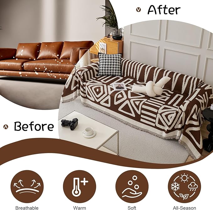VClife Boho Couch Covers for Sofa, XXL Couch Cover for Oversized Sofa, - Image 4