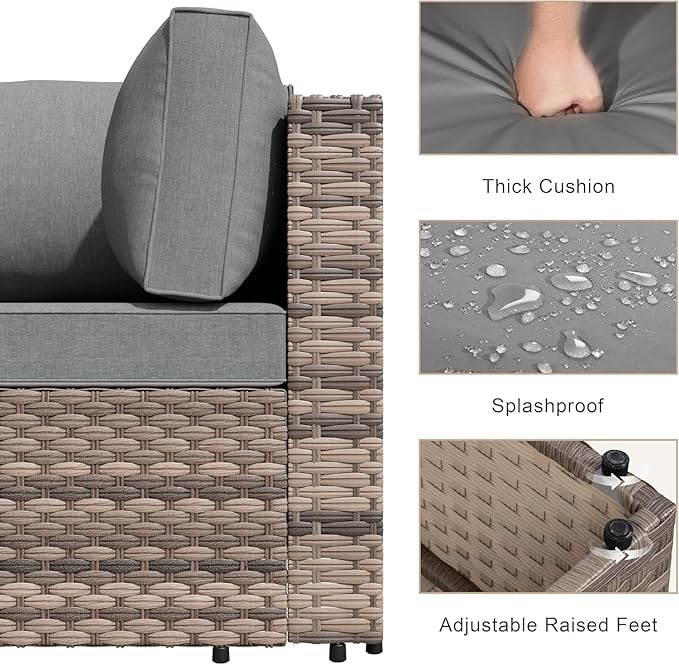 JAMFLY 5-Piece Patio Furniture Set, All-Weather Wicker Outdoor Sectional Sofa - Image 5