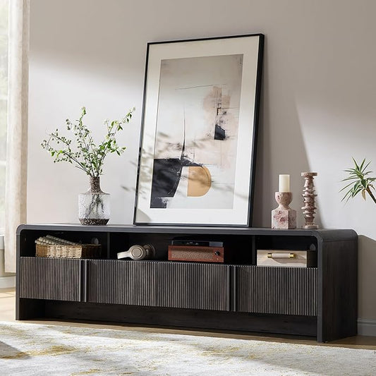 AMERLIFE 70" Modern TV Stand for TVs up to 80", Fluted Wood Entertainment Center by Unknown