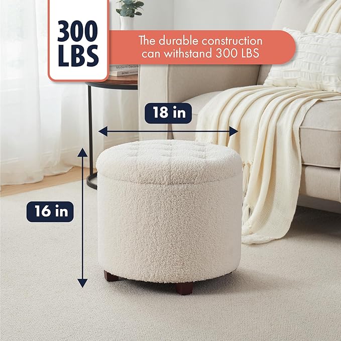 Ornavo Home Round Storage Ottoman - Image 2