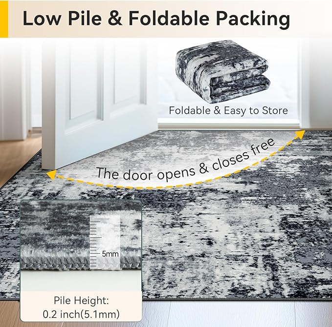RELEANY Washable Area Rugs 3'x5' Non-Slip Modern Abstract Soft - Image 6