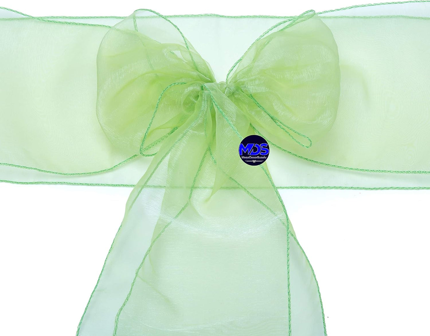 MDS Pack of 100 PCS Organza Chair Sashes Wider Dining Chair Bows Ribbon Tie Back for Wedding Party Birthday Bridal Shower Reception Event Banquet Home Chair Cover Decoration - Apple Green
