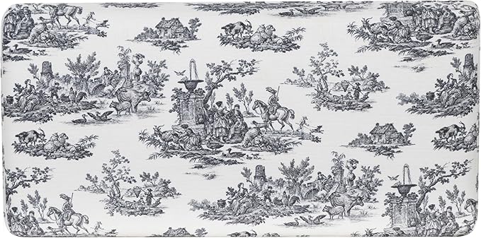 Linon Stephanie Black and White Toile Fully Upholstered Bench - Image 14