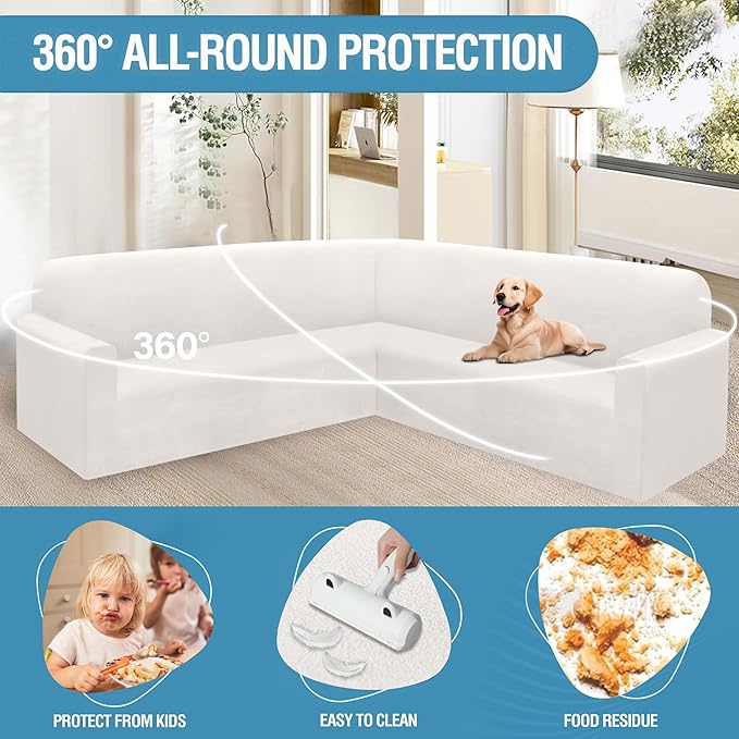 HDCAXKJ Corner Sectional Couch Covers Velvet Stretch L Shape Sofa Cover Soft - Image 4