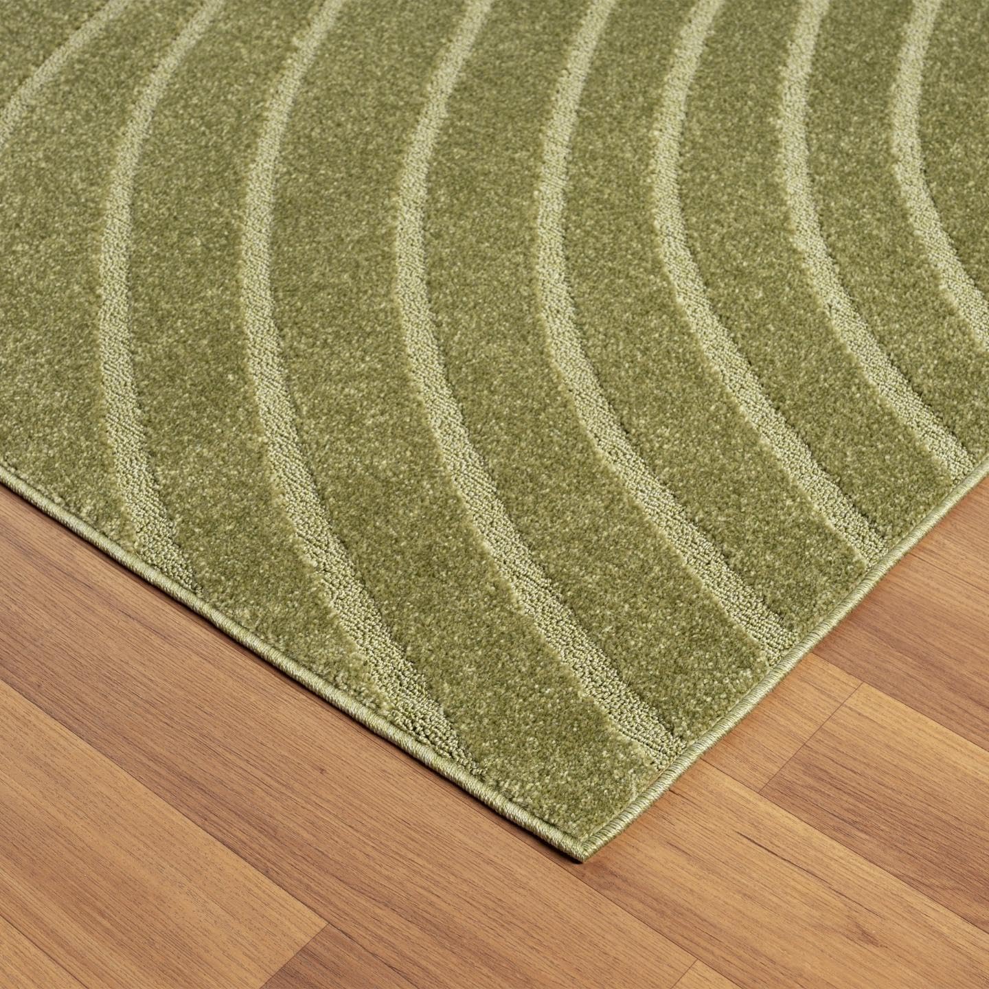 LUXE WEAVERS Modern Geometric Wave Green 8x10 Area Rug, Contemporary Stain Resistant Carpet