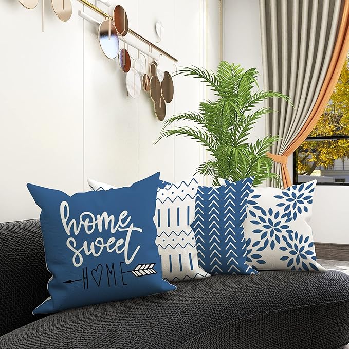 YCOLL Pillow Covers 16x16 Set of 4, Modern Sofa Throw Pillow Cover, Decorative - Image 6