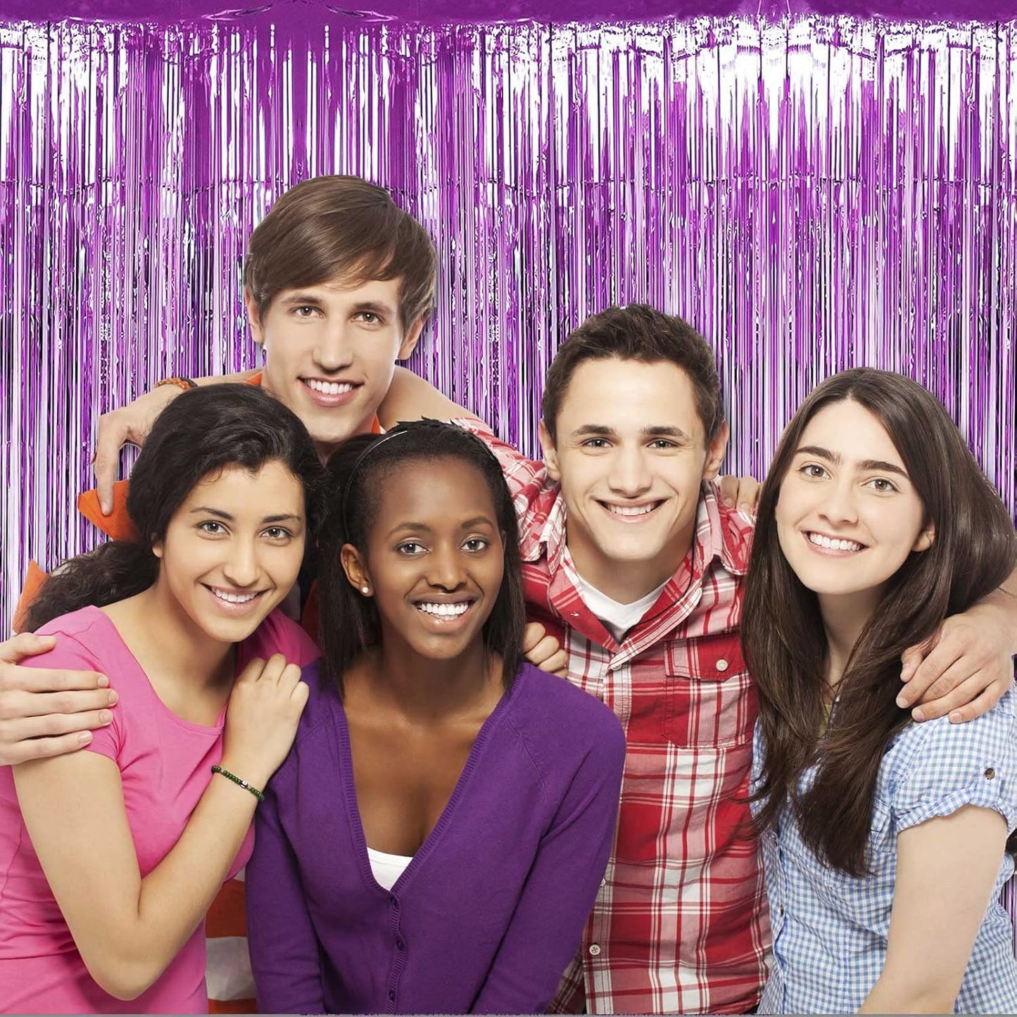 4 Pack Light Purple Foil Fringe Curtain Backdrop, 3.28Ft x 9.84Ft Metallic Tinsel Streamers Curtains for Party, Photo Booth Props, Birthday, 2022 Graduation Decoration Supplies