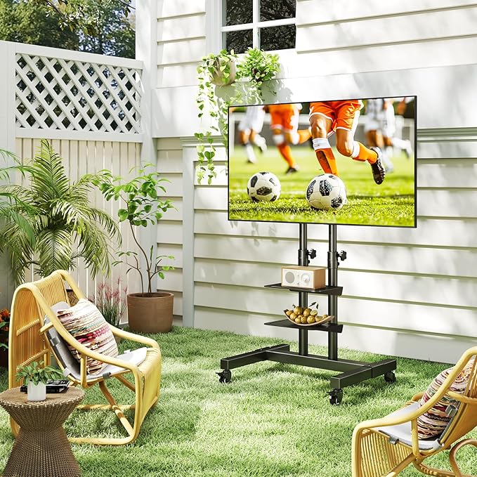 Mobile TV Stand Rolling TV Cart Floor Stand - Image 7