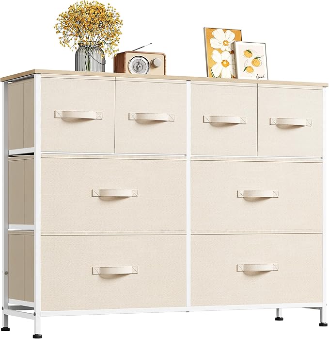 WLIVE Dresser for Bedroom with 8 Drawers, Wide Fabric Dresser for Storage and by WLIVE
