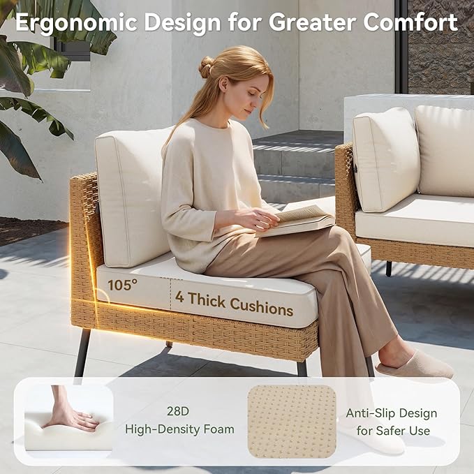 Aoxun Patio Furniture Set, 5 Piece Outdoor Sectional Sofas - Image 2