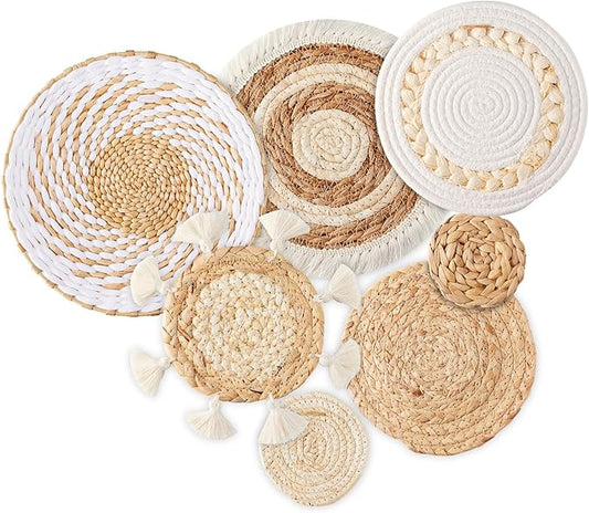 7 Pack Boho Wall Basket Decor by DIMPOLA