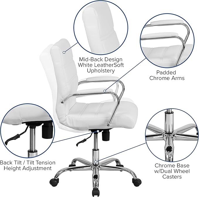 Flash Furniture Whitney Mid-Back Swivel LeatherSoft Desk Chair - Image 4