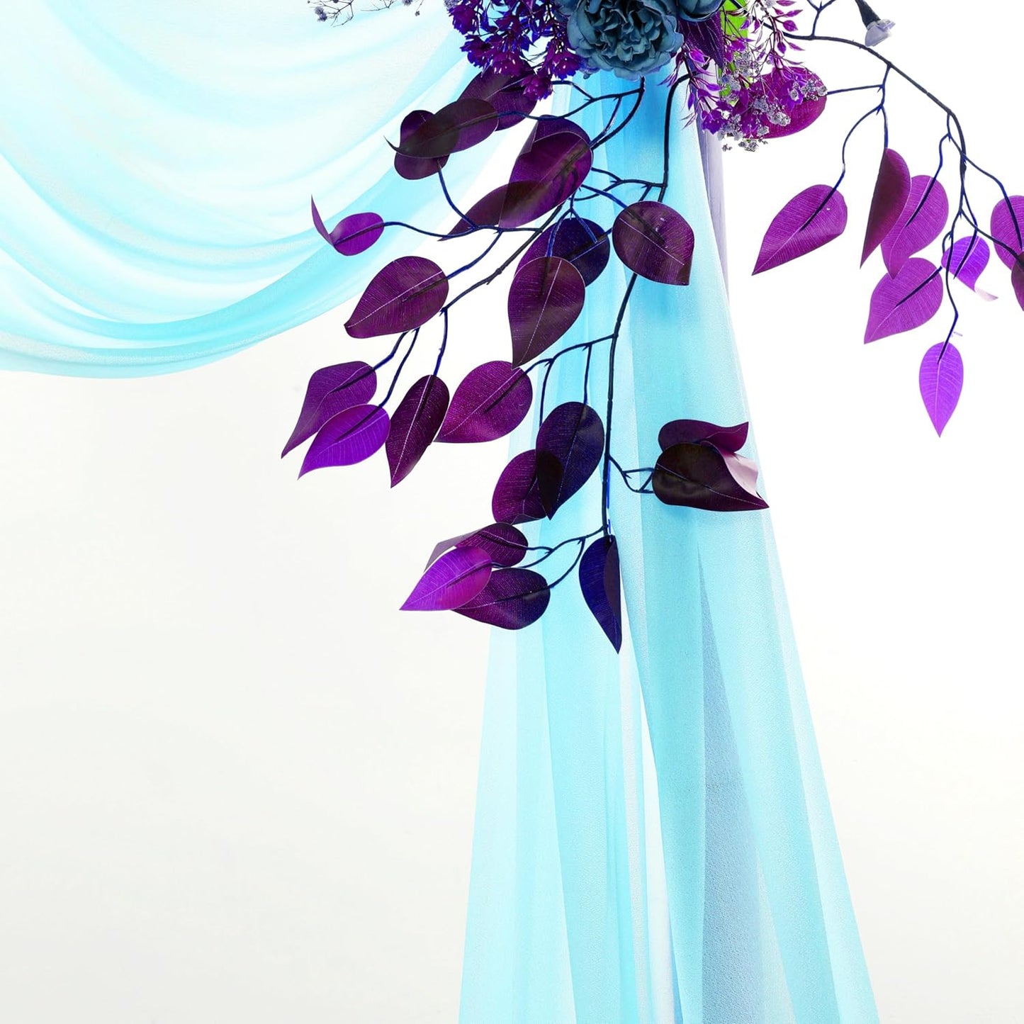 VDS Pack of 2 Panel (30 Inch X 50 Feet) Wedding Arch Draping Fabric Sheer Chiffon Fabric Drapery for Wedding Ceremony Reception Swag Backdrop Canopy Chuppah ARBO Altars Decoration (Teal)